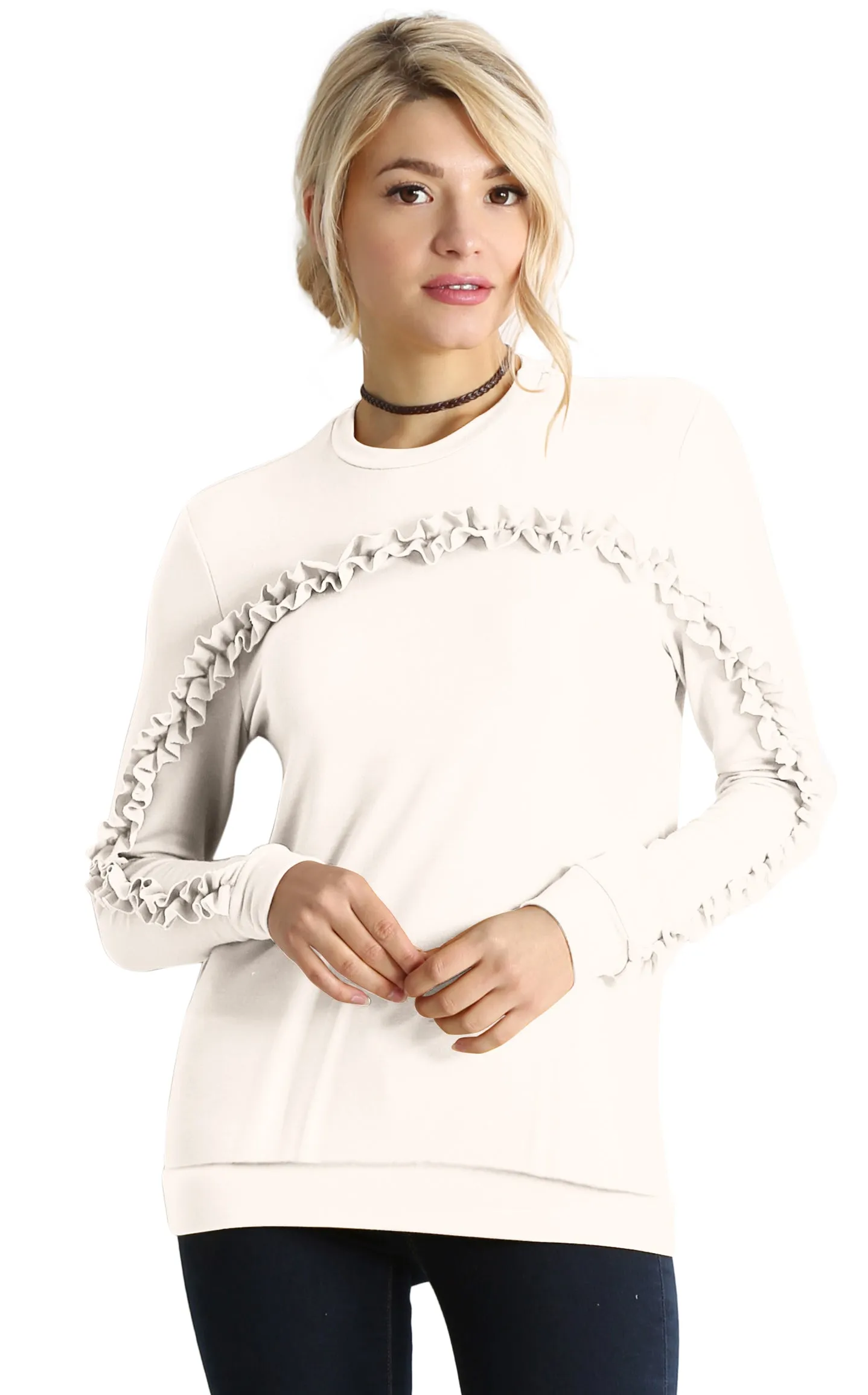 Cascade in Comfort Ruffle Pullover