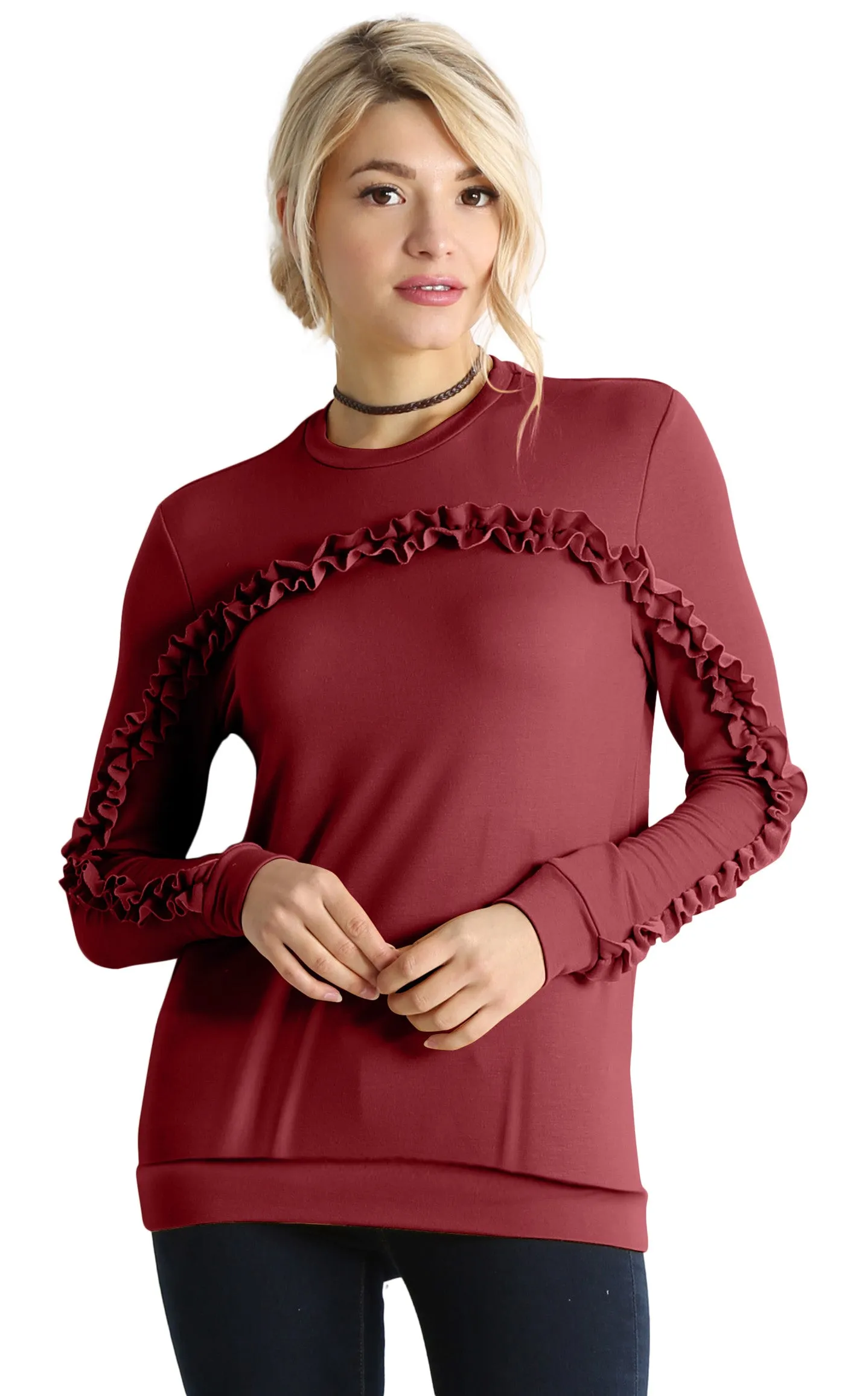 Cascade in Comfort Ruffle Pullover