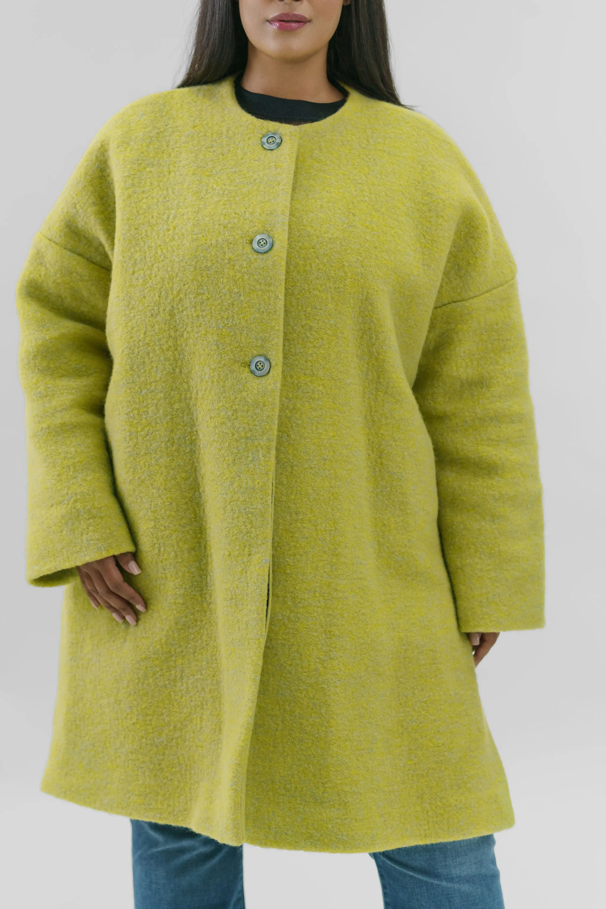 CHANGEANT WOOL MIX COAT