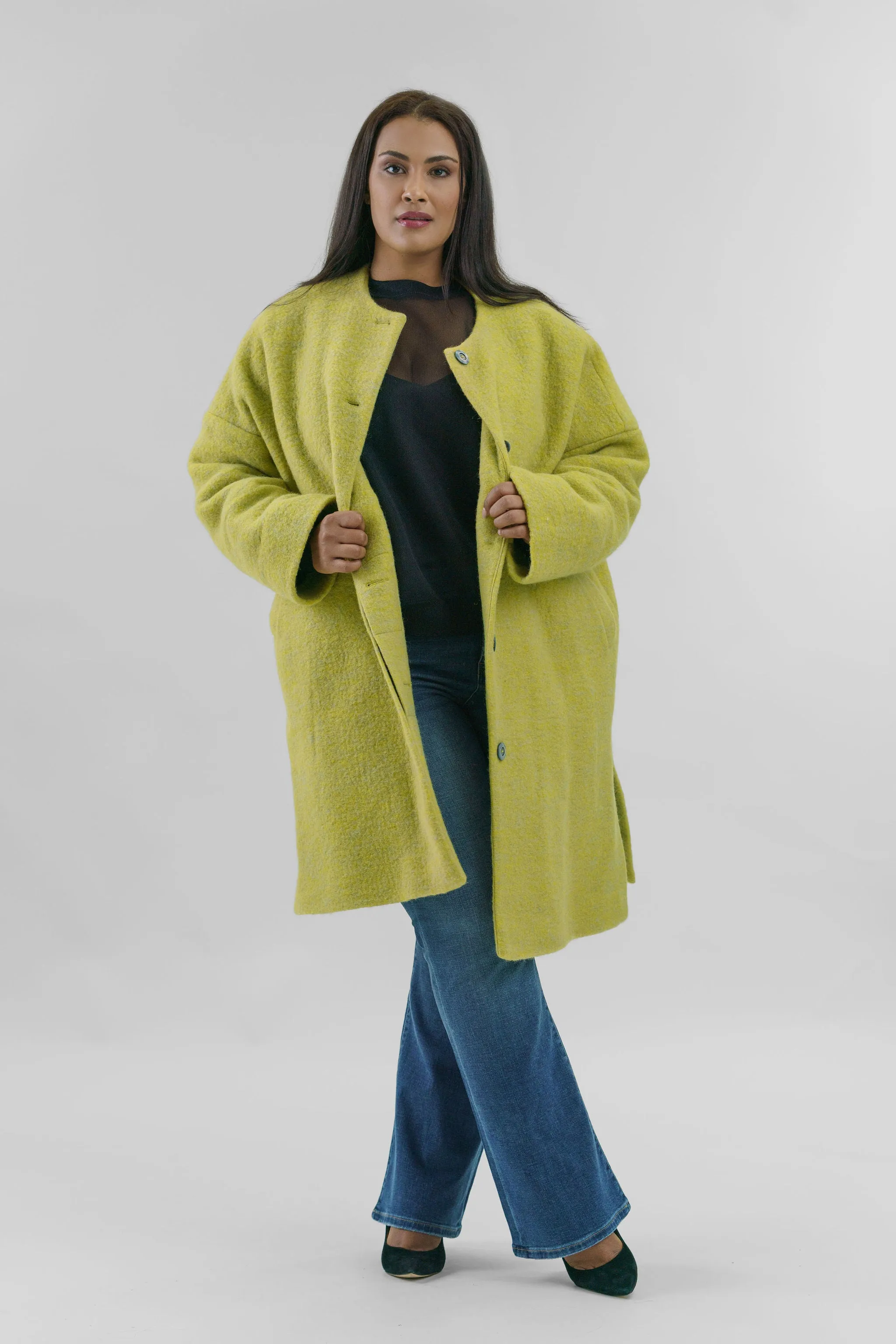 CHANGEANT WOOL MIX COAT