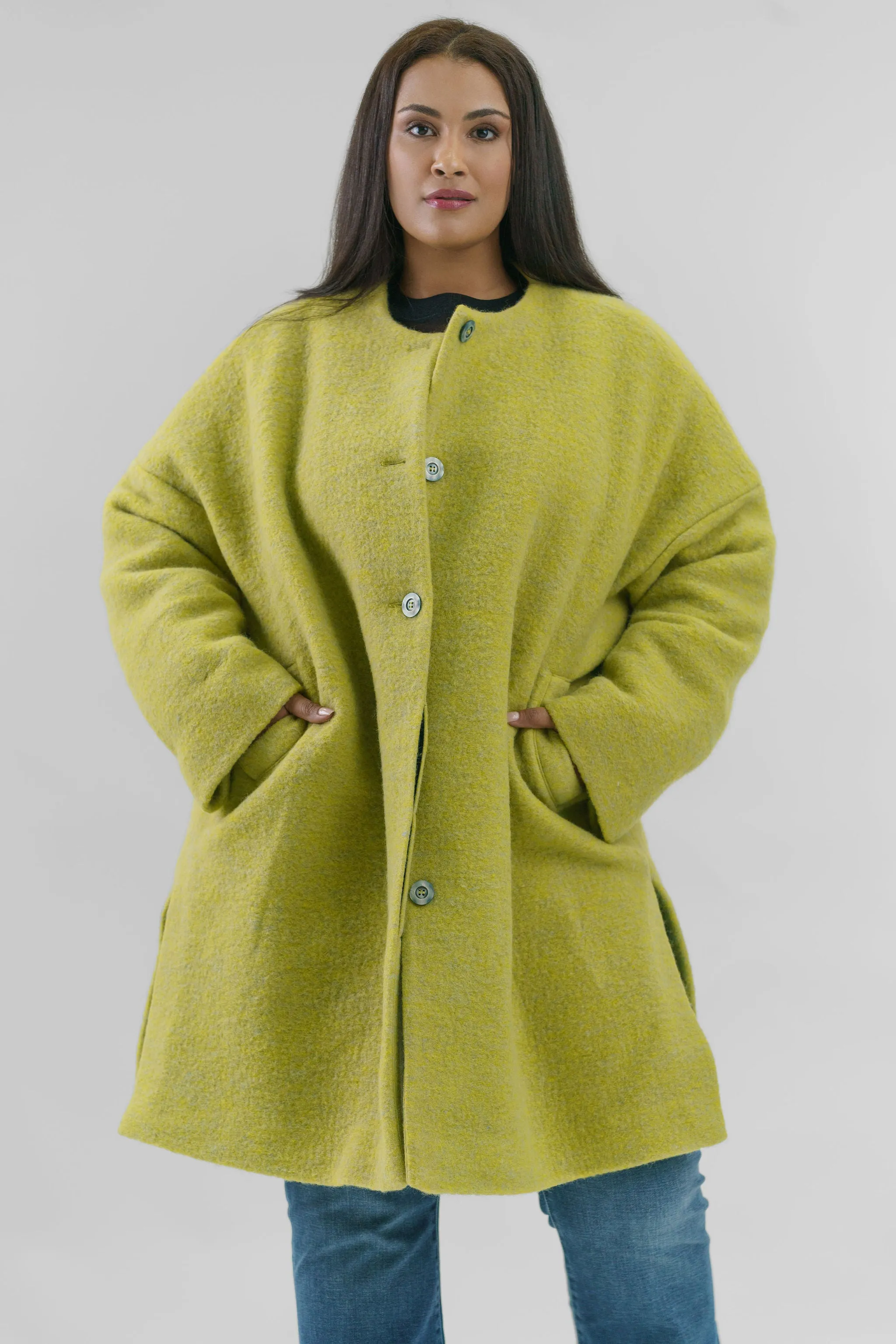 CHANGEANT WOOL MIX COAT