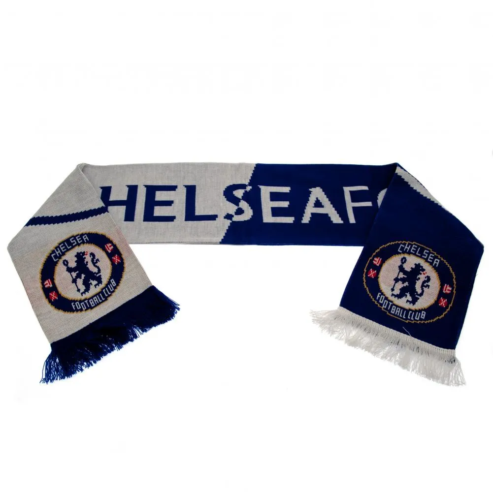 Chelsea FC Half Royal and White Scarf with Club Crest