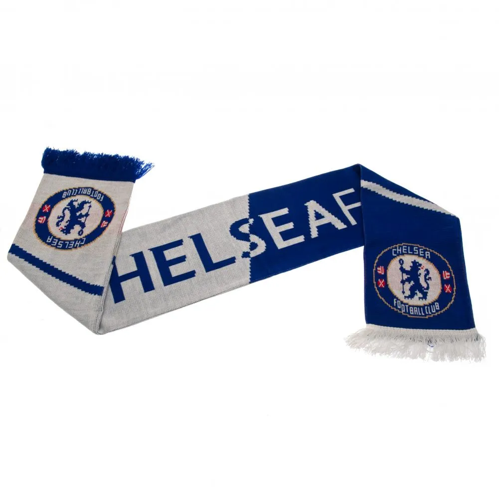 Chelsea FC Half Royal and White Scarf with Club Crest