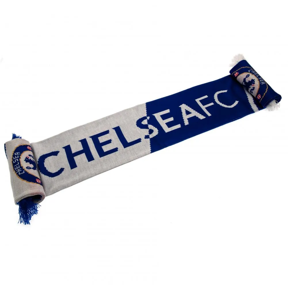 Chelsea FC Half Royal and White Scarf with Club Crest