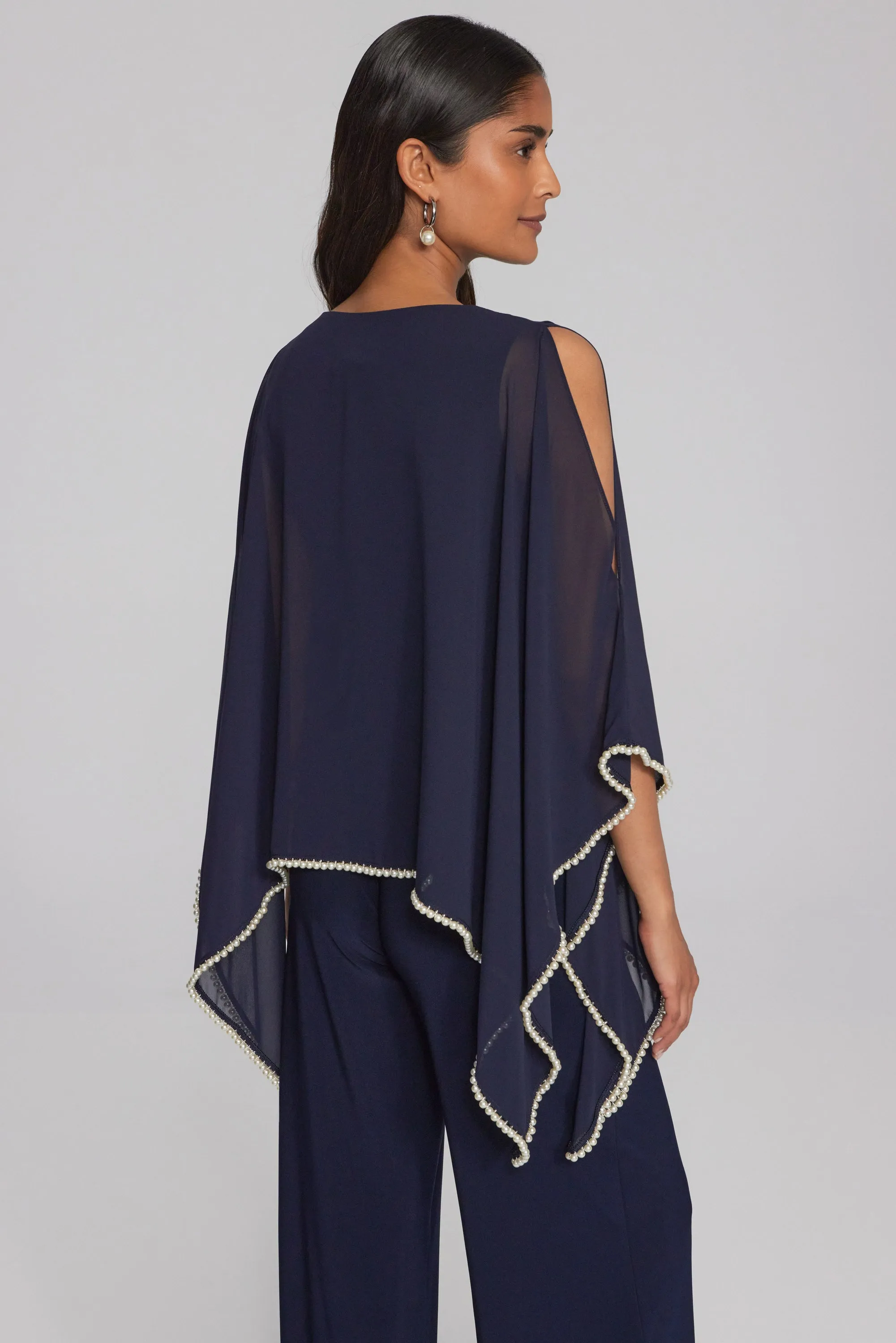 Chiffon and Silky Knit Poncho Top