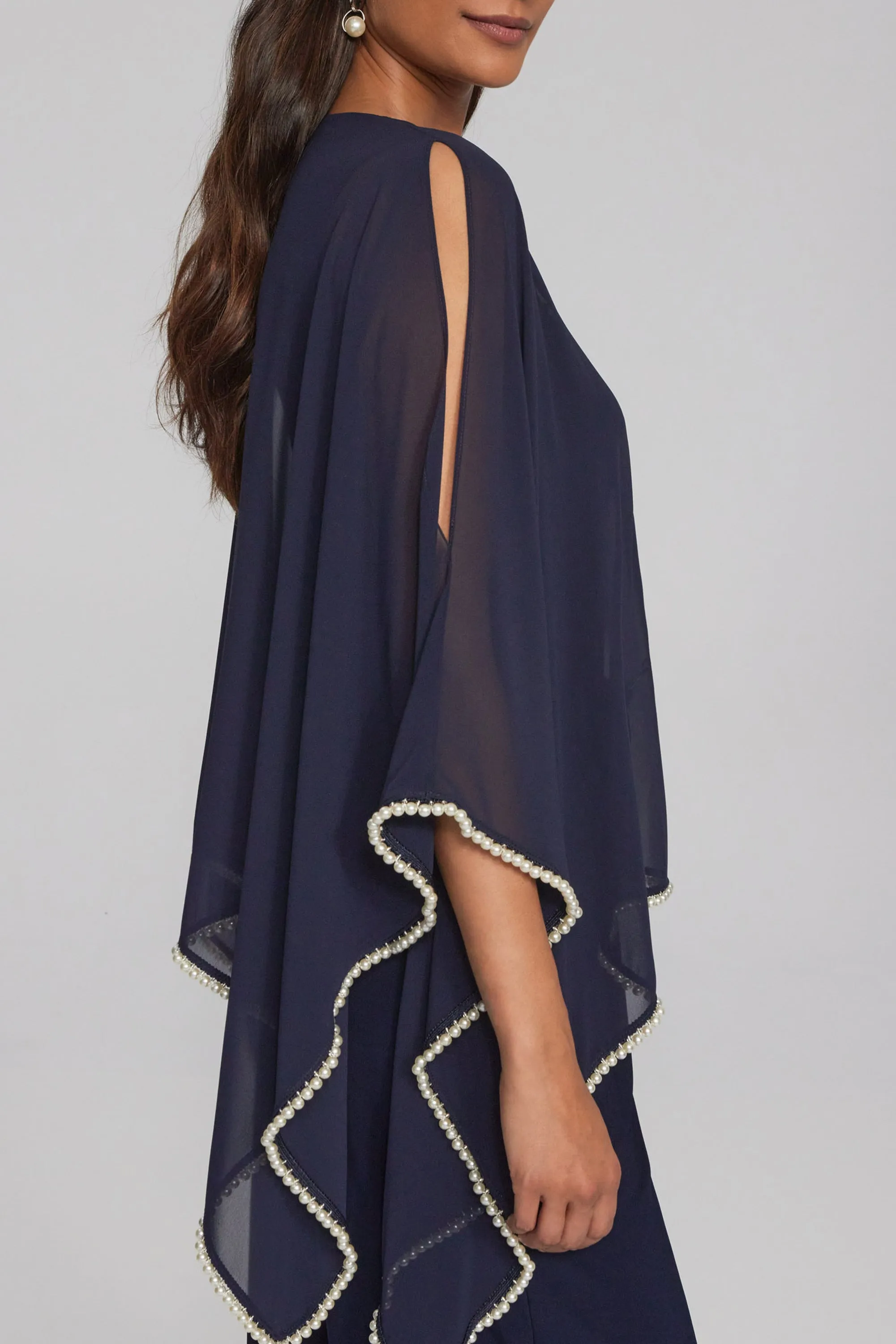 Chiffon and Silky Knit Poncho Top