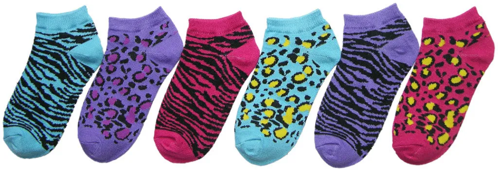 children's no show socks - animal prints - size 4-6 Case of 360