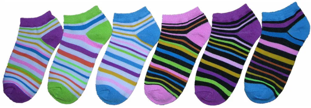 children's no show socks - striped patterns - size 6-8 Case of 360