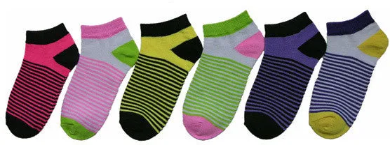 childrens striped pattern no show socks- size 2-4 Case of 360