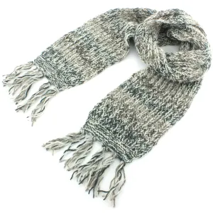 Chunky Wool Knit Abstract Pattern Scarf - 17 Grey