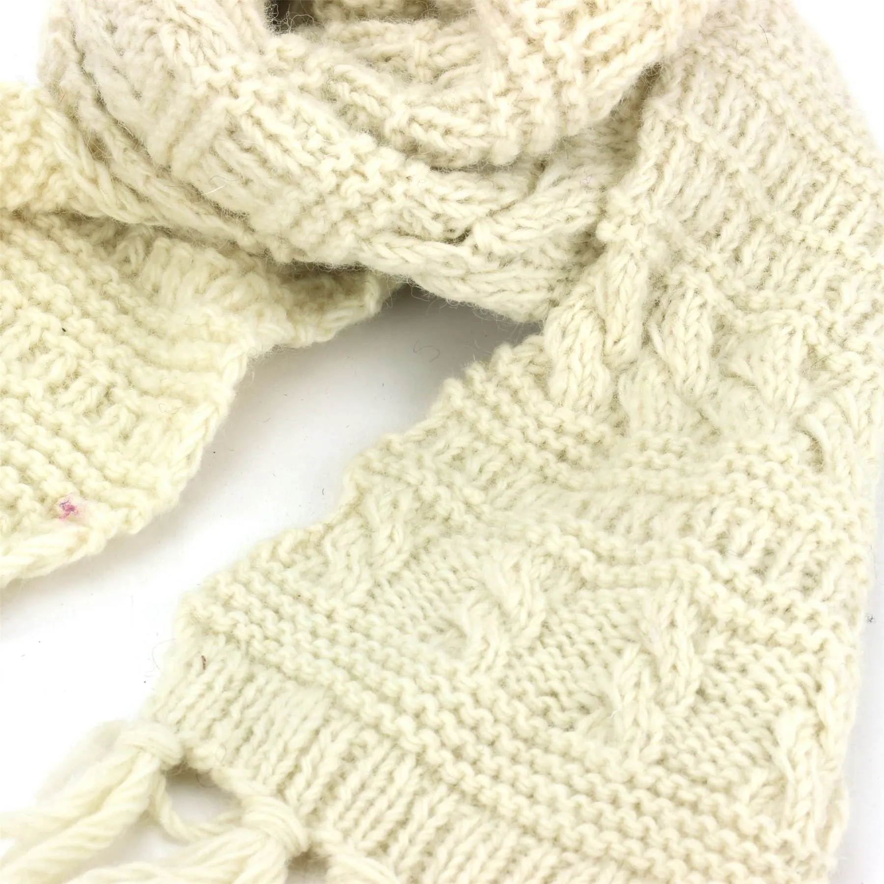 Chunky Wool Knit Scarf - Cream