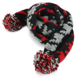 Chunky Wool Knit Scarf - Red Houndstooth