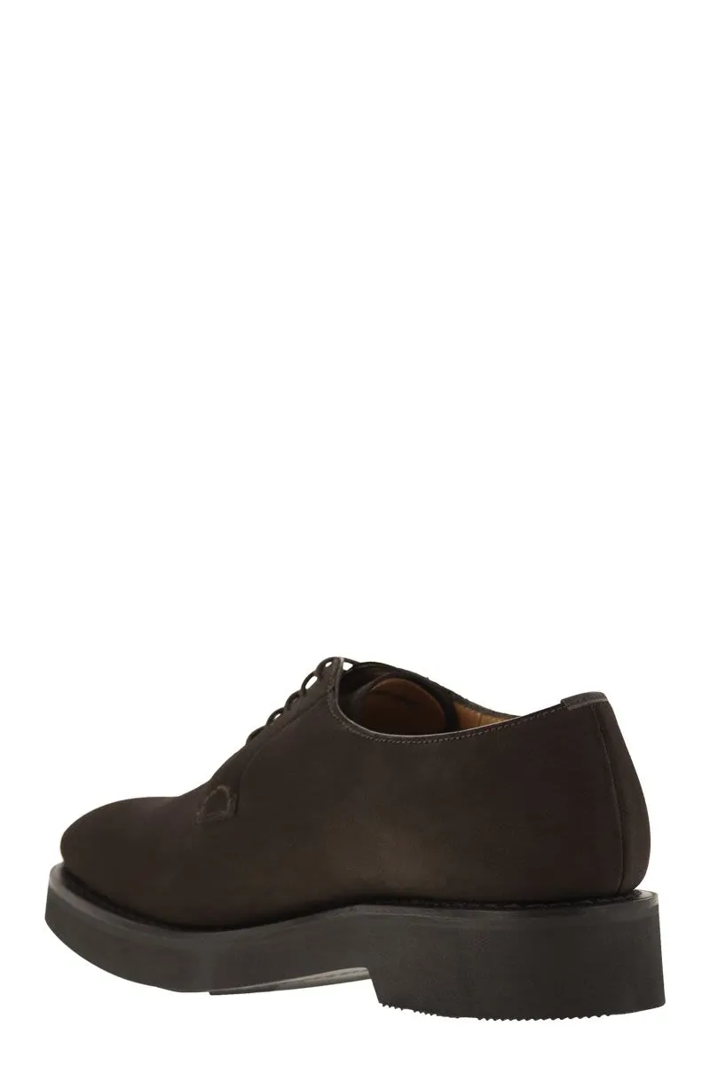 CHURCH'S Suede Calfskin Derby Dress Shoes