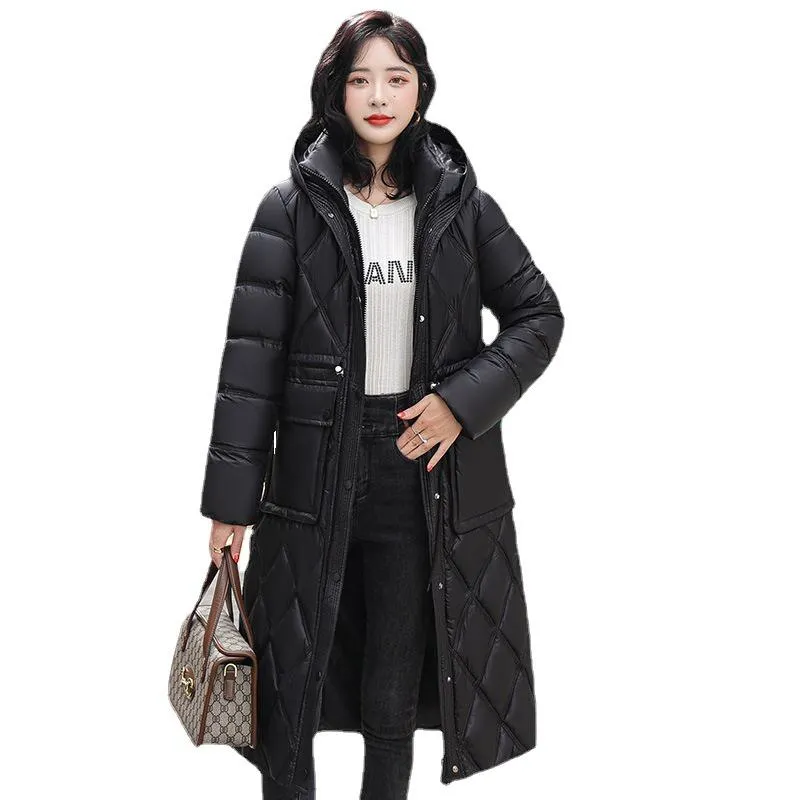 Cinched Waist Windproof Quilted Puffer Coat