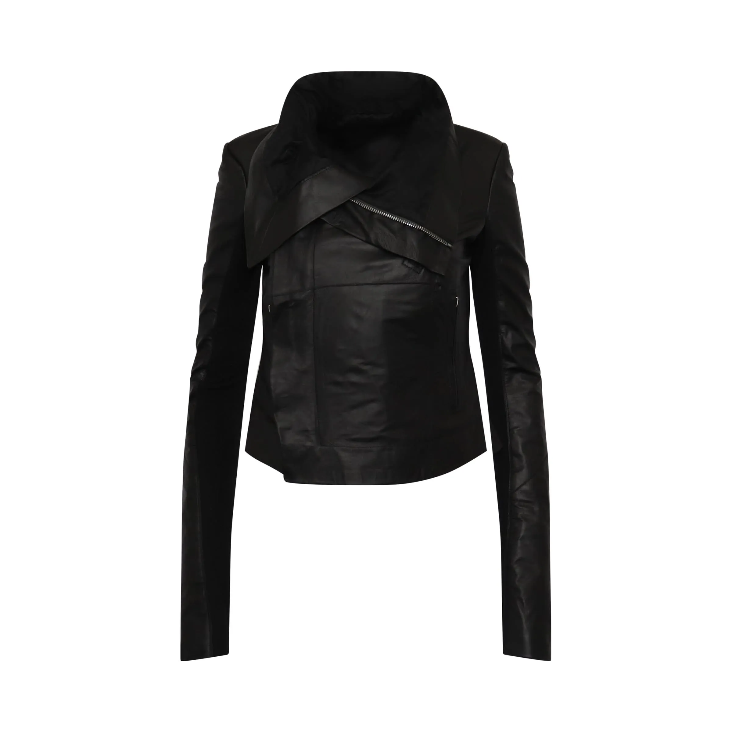 Classic Leather Biker Jacket in Black