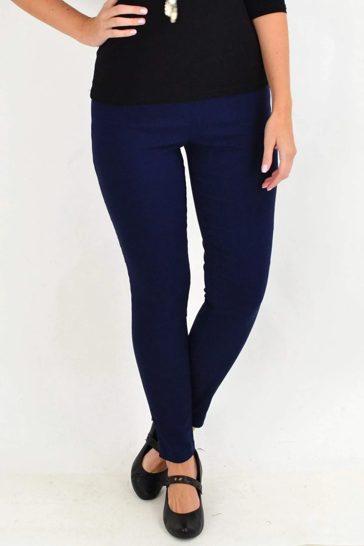 Classic Navy Pencil Leg Pull on Pants