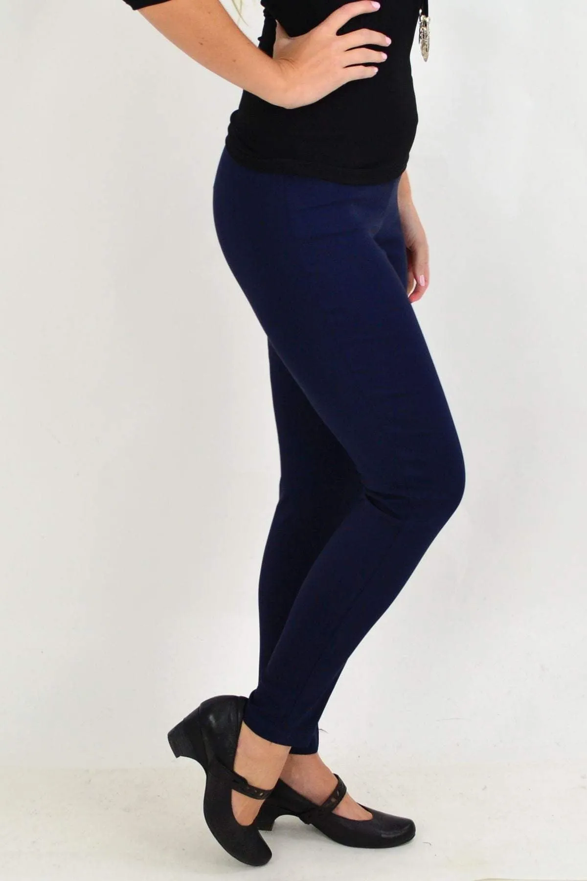 Classic Navy Pencil Leg Pull on Pants