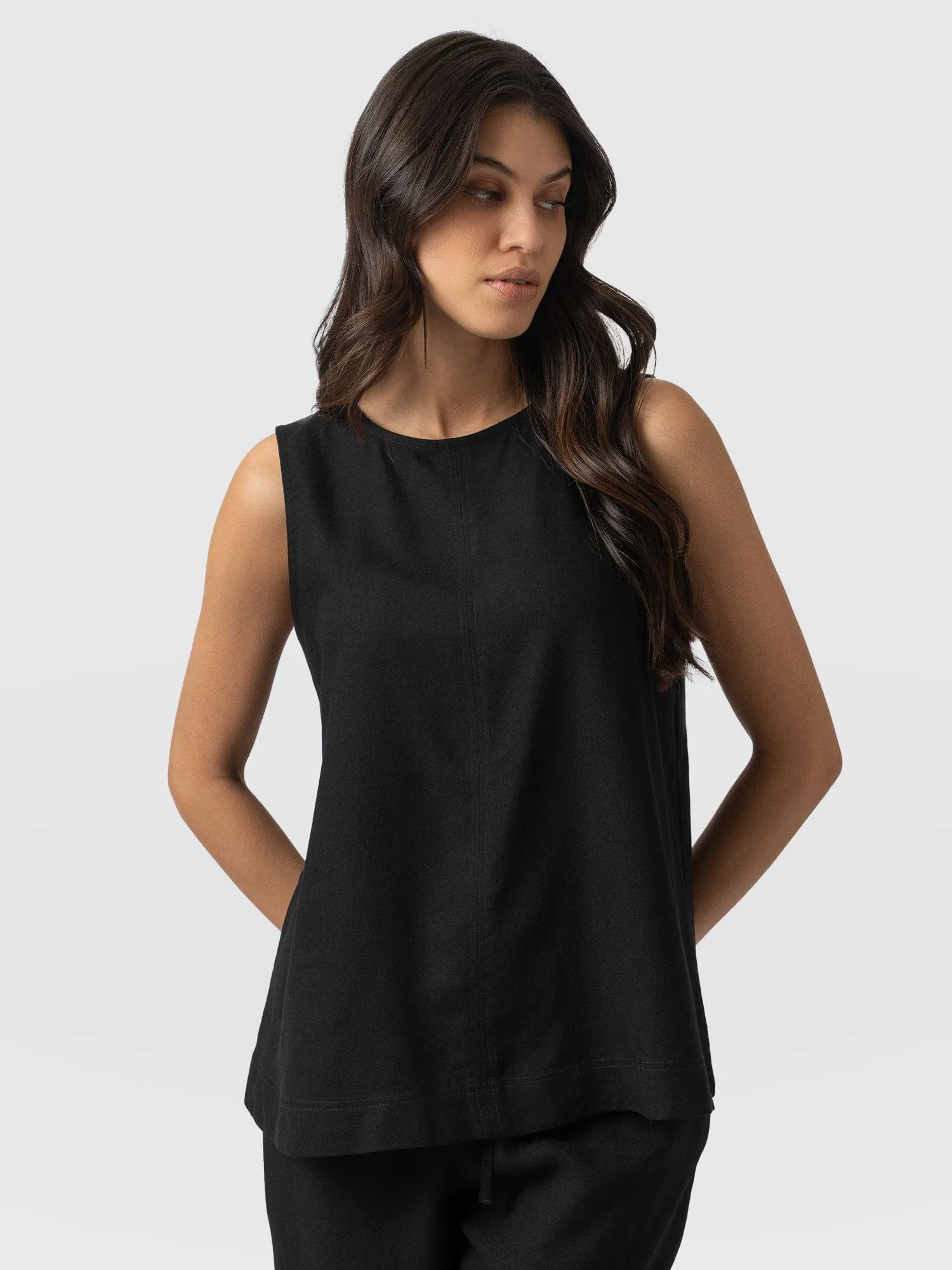 Corinne Linen Tunic  - Black