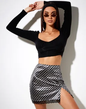 Corla Mini Skirt in Diagonal Dogtooth