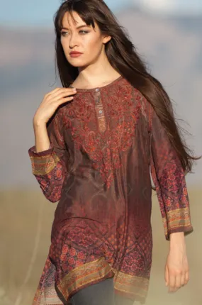 Deena Burgundy Silk Tunic Top