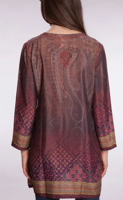 Deena Burgundy Silk Tunic Top