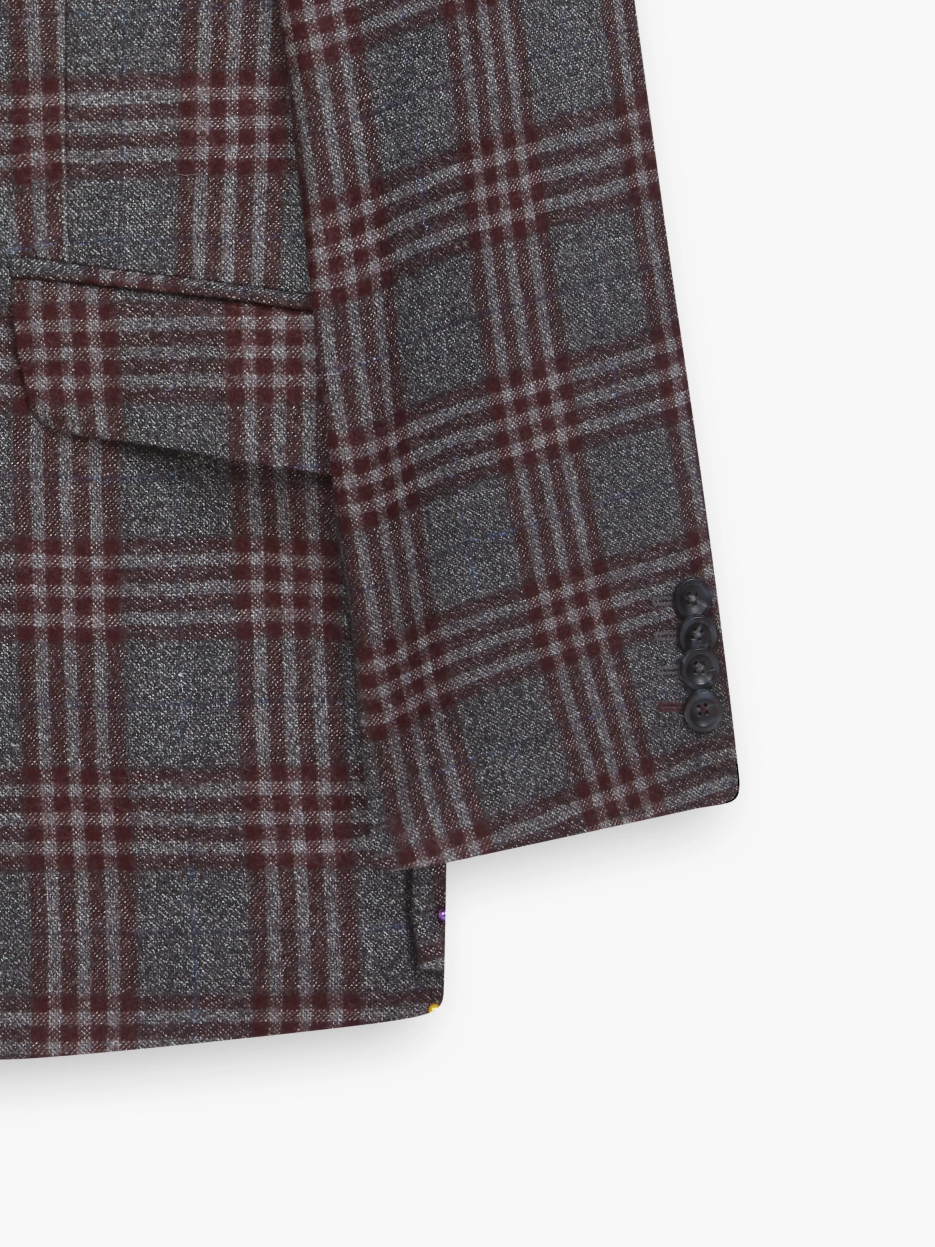 Delancey Slim Fit Grey And Burgundy Checked Jacket