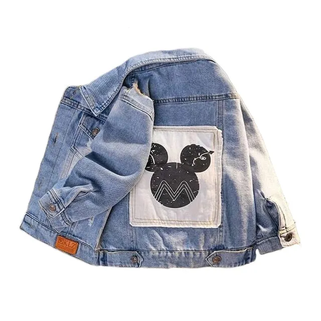 Denim Mickey Mouse Jacket - Baby Denim Mickey Jacket, Patchwork Mouse Ears