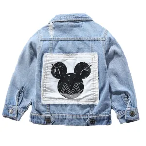 Denim Mickey Mouse Jacket - Baby Denim Mickey Jacket, Patchwork Mouse Ears