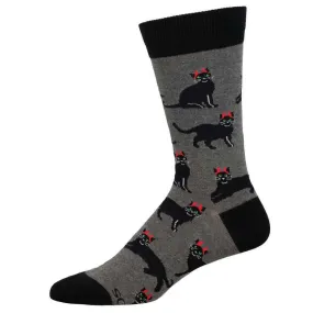 Devilish Black Cats (Charcoal) Crew Socks L/XL