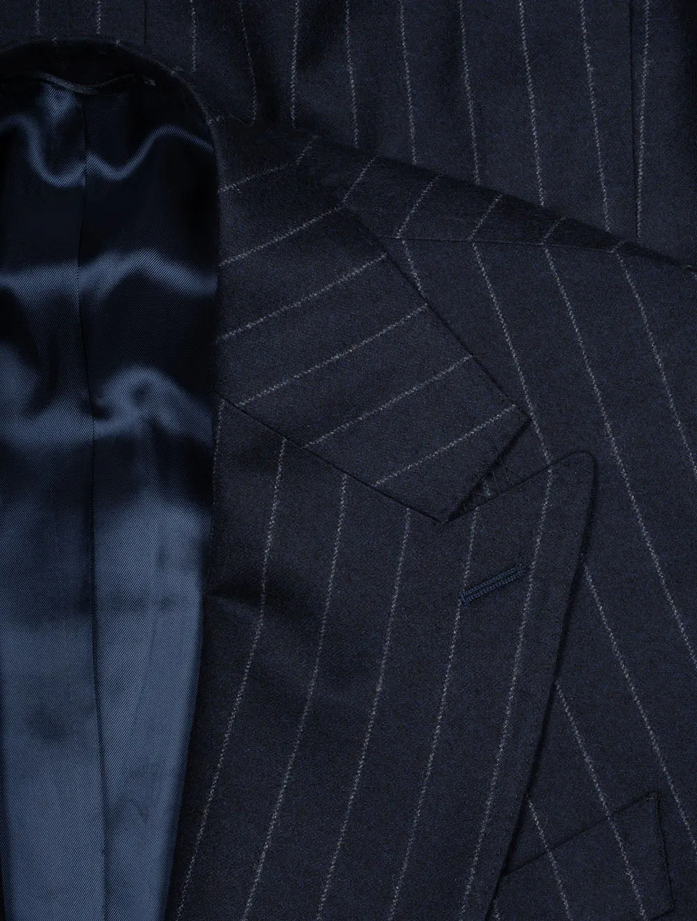 Double Breasted Stripe Suit Dark Blue