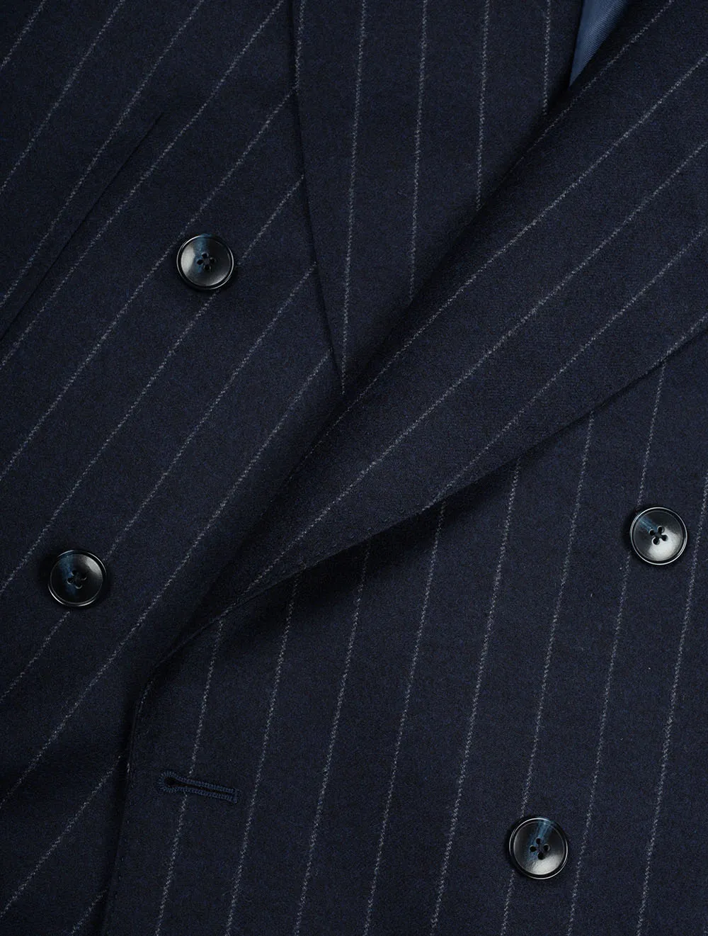 Double Breasted Stripe Suit Dark Blue