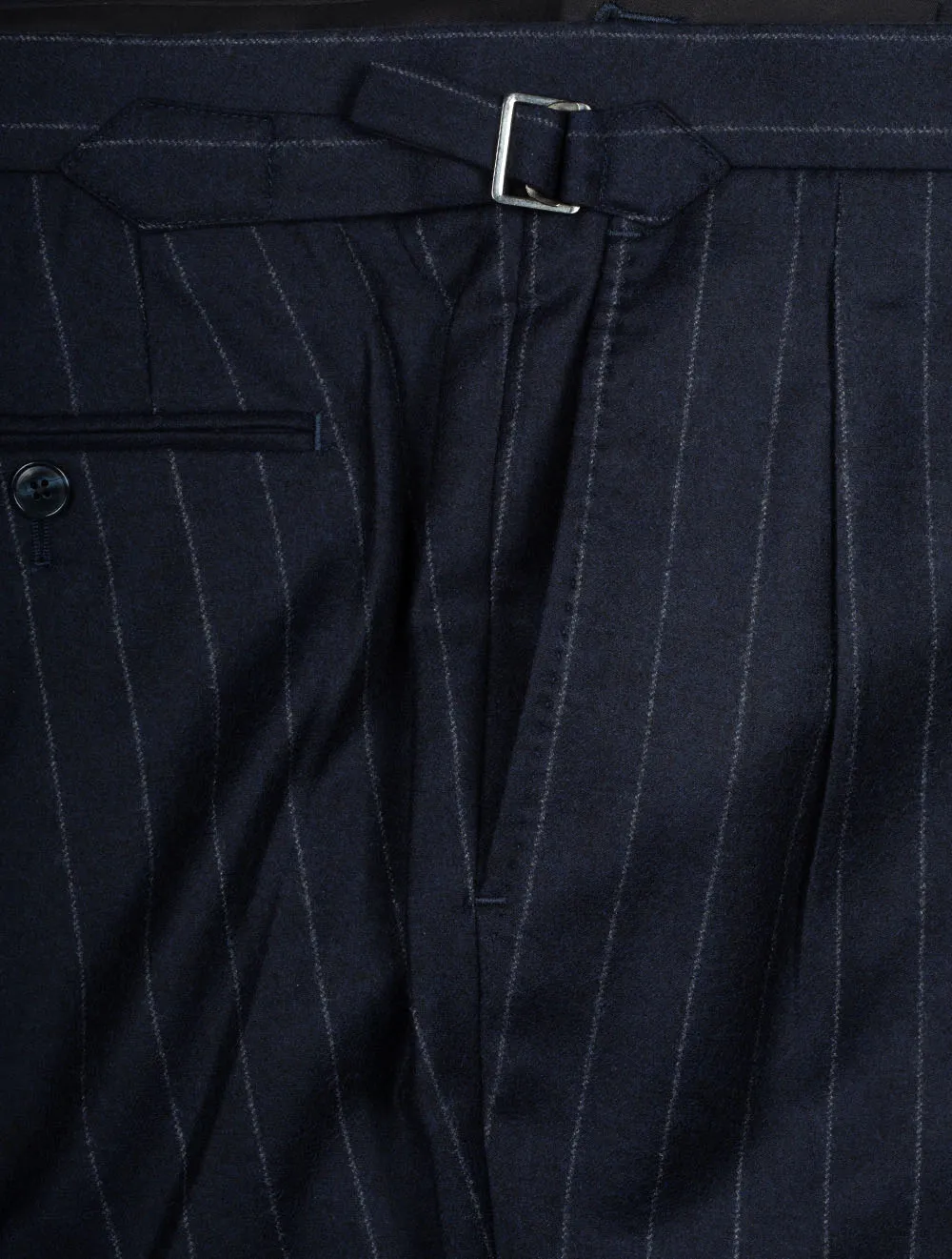 Double Breasted Stripe Suit Dark Blue