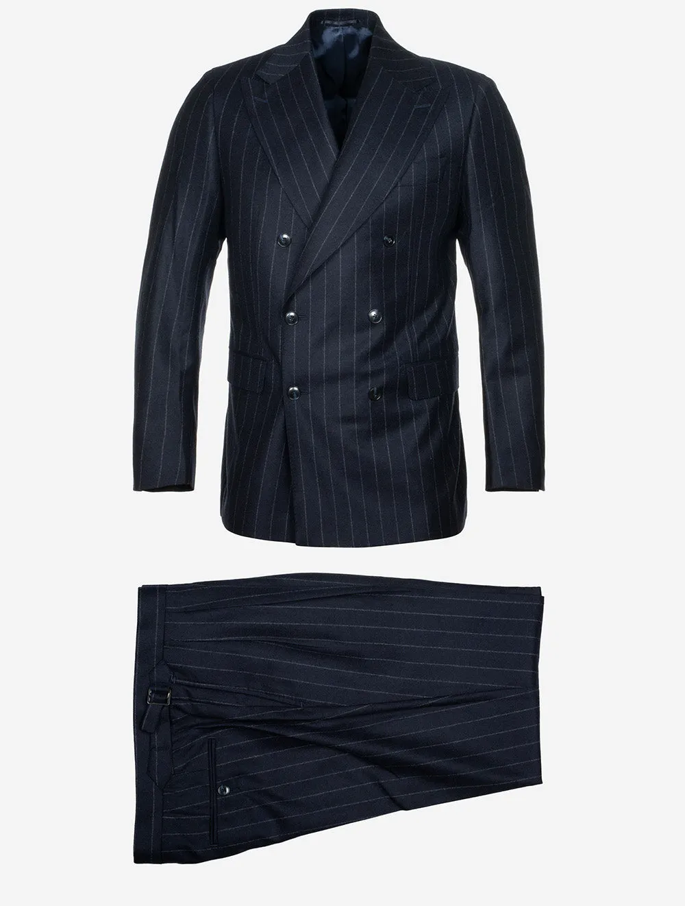 Double Breasted Stripe Suit Dark Blue