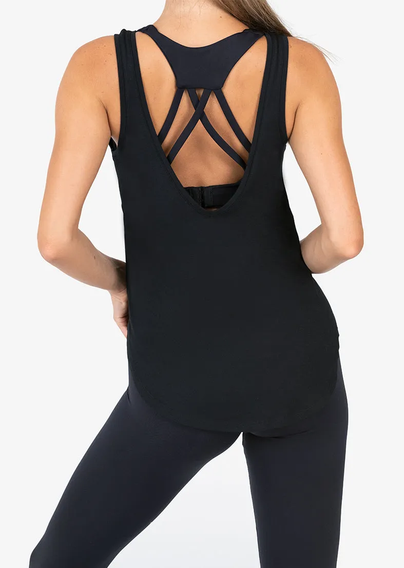 Elevate Aloe Reversible Long Tank Black