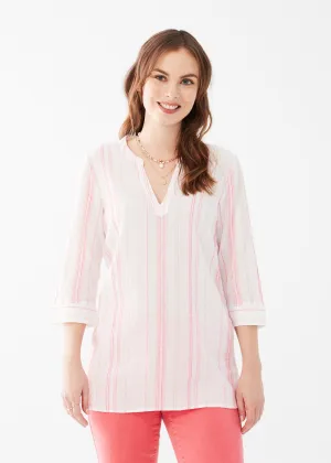 FDJ Striped Popover Tunic 7303887-PNKS Pink Stripe