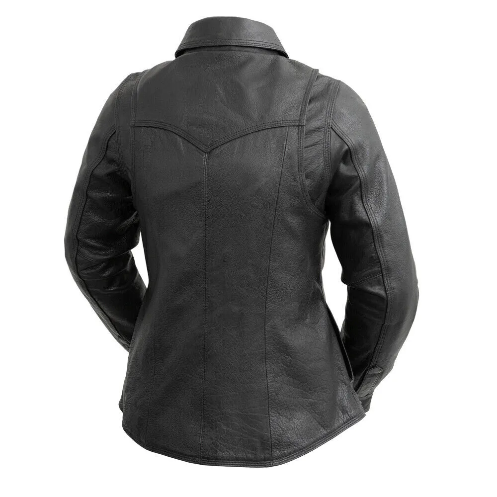 FIL118SC | Onyx - Women's Leather Motorcycle Shirt