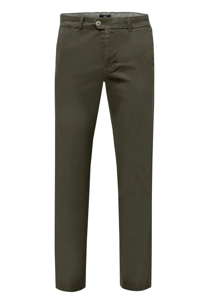 Fynch Hatton Stretch Cotton Chino Trousers - Olive