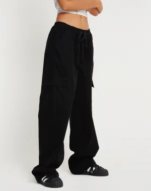 Geona Wide Leg Cargo Trouser in Black