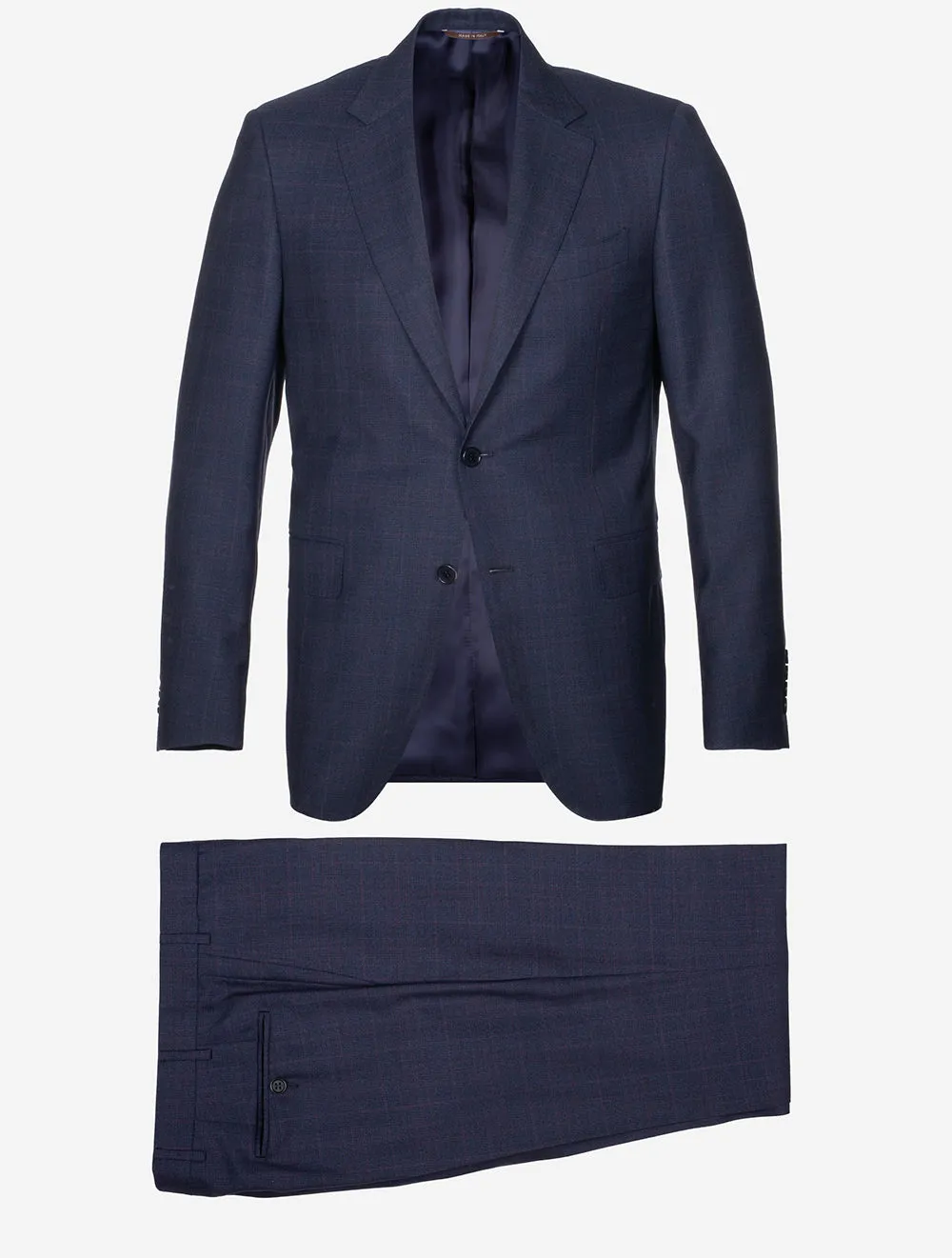 Glen-Check Suit Navy/Burgundy