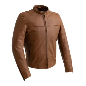 Grayson Mens Leather Jacket Dark Cognac