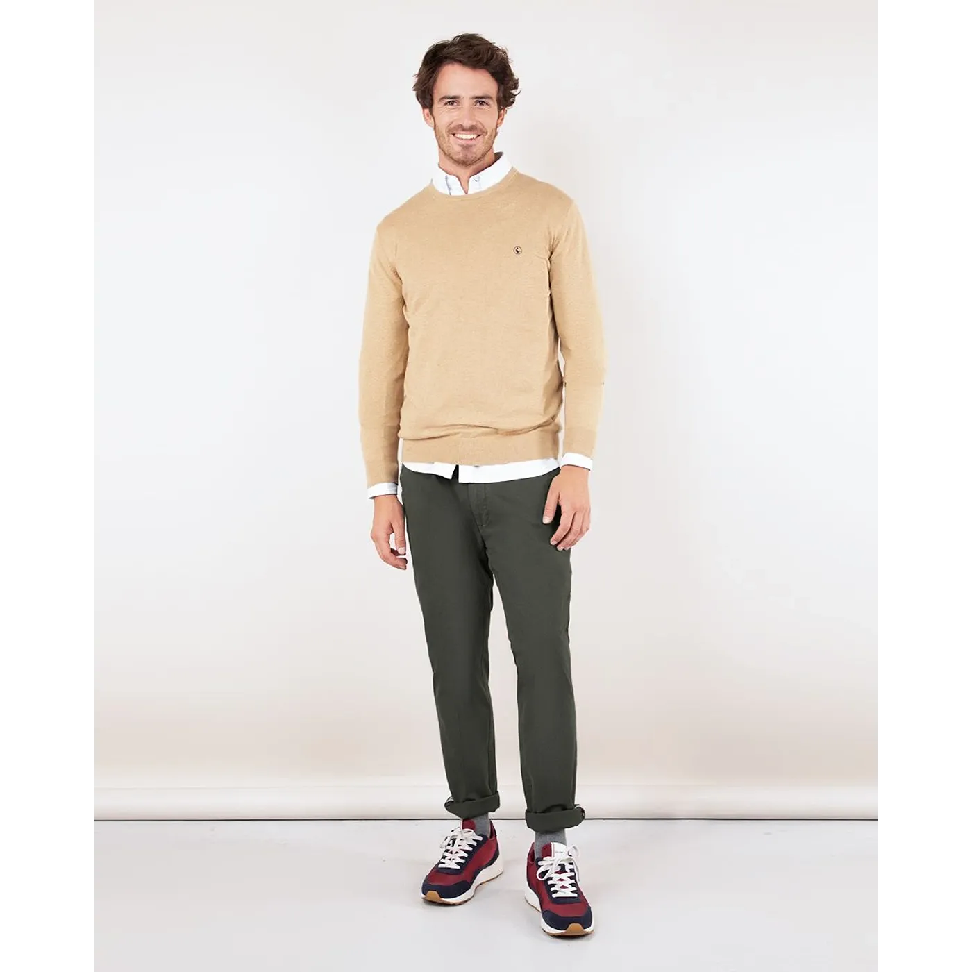 Green Basic Cotton Chinos