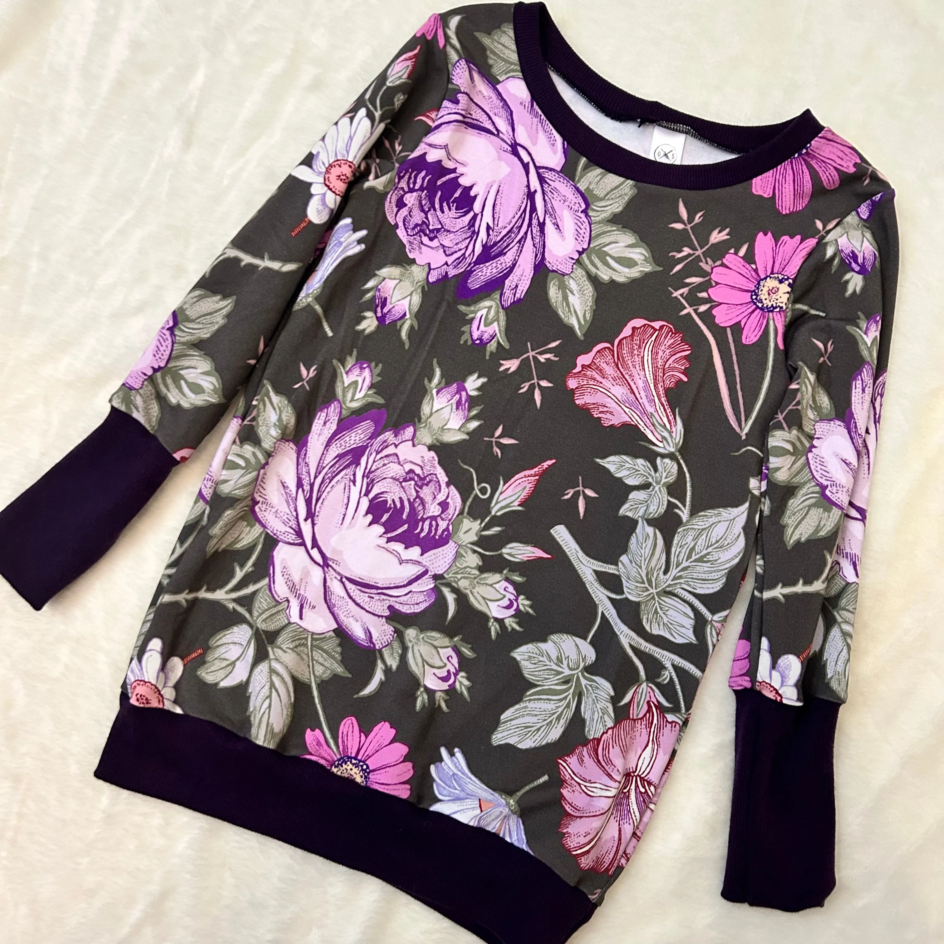 Grow With Me Tunic Sweater - Purple Florals