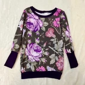 Grow With Me Tunic Sweater - Purple Florals