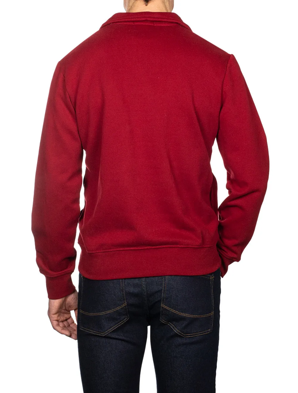 Half Zip Fleece Long Sleeve Sweatshirt Red