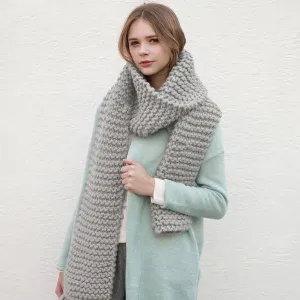 Handmade Chunky Knitted Scarf - Grey