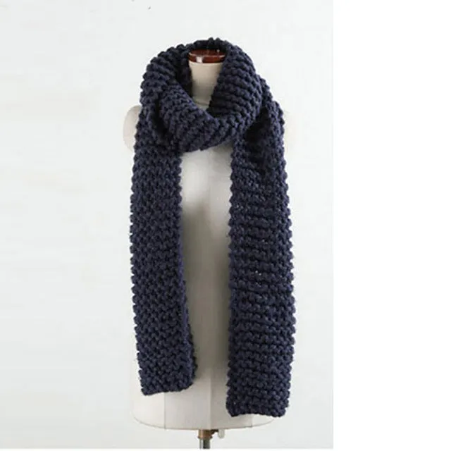 Handmade Chunky Knitted Scarf - Navy