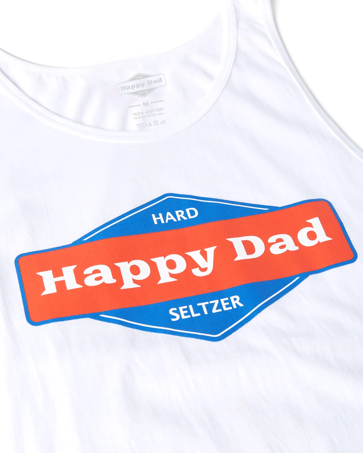 Happy Dad Front Logo Tank Top (White)