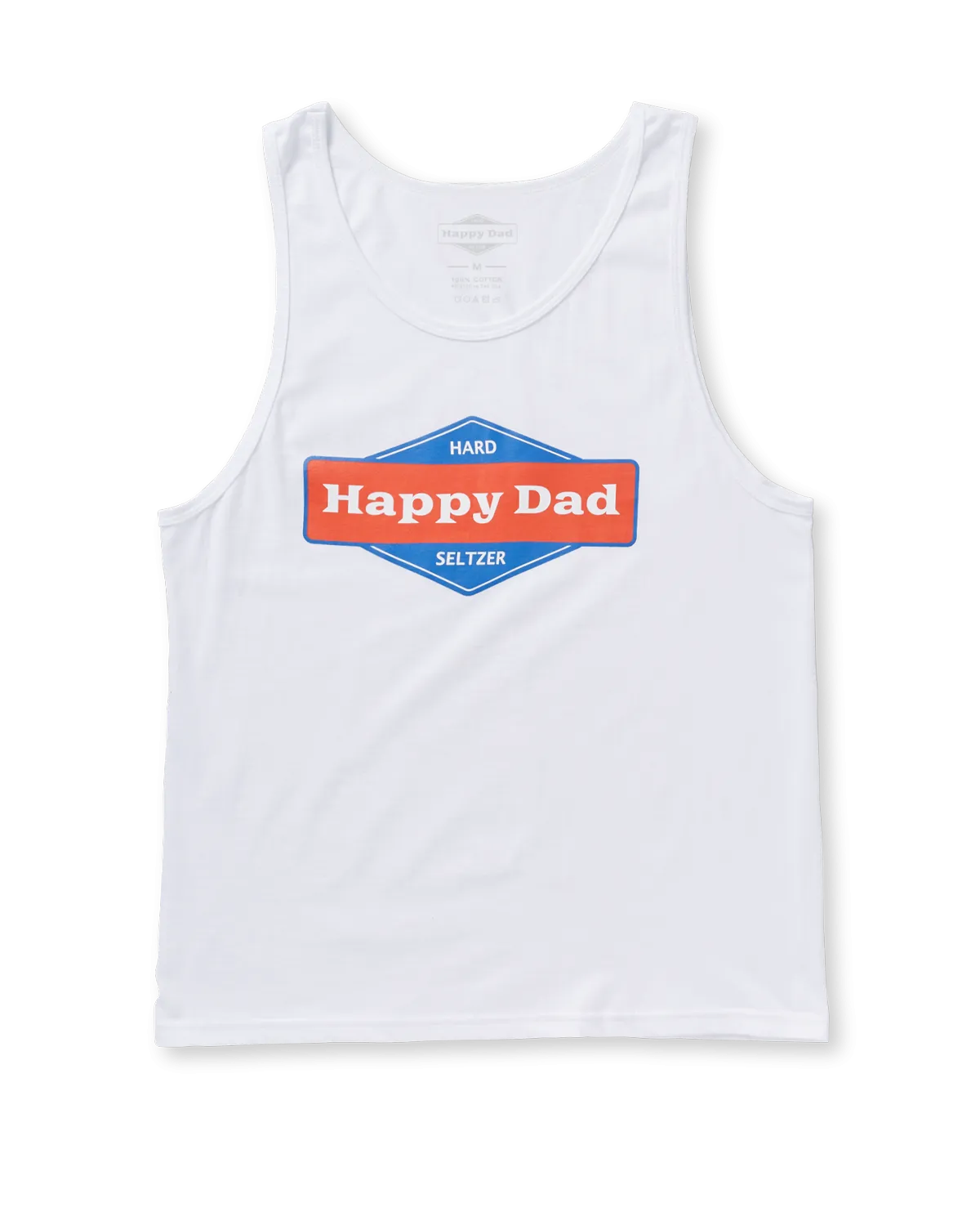 Happy Dad Front Logo Tank Top (White)