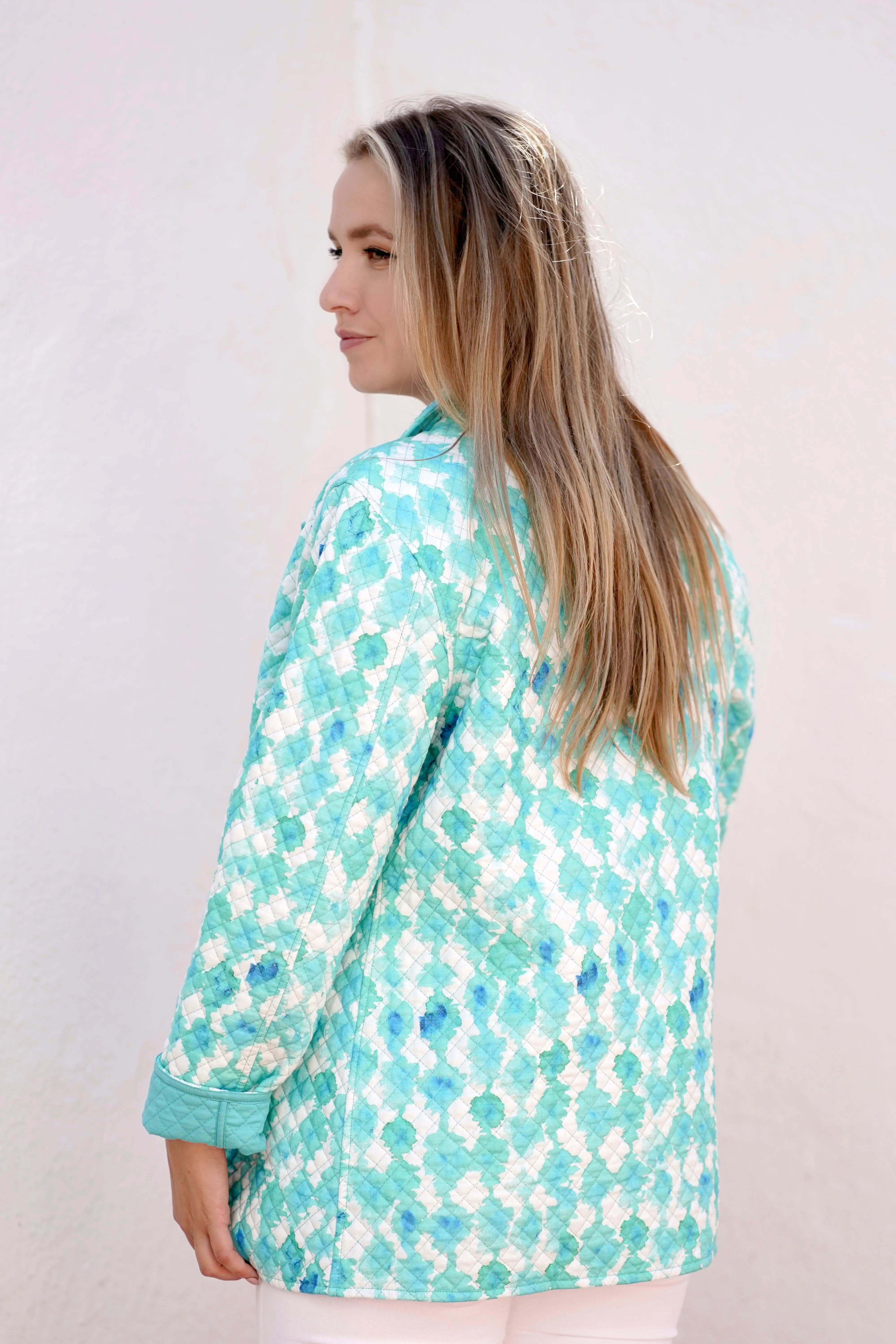 Hattie Cotton Quilted Jacket Aqua Green