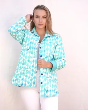 Hattie Cotton Quilted Jacket Aqua Green